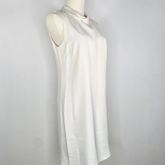 Massimo Dutti - Ivory Satin Sleevless Keyhole Lined Shift Dress - Picture 4 of 6